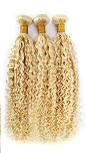 18” 18” 18” KINKY CURLY #613  BLONDE BUNDLE SET